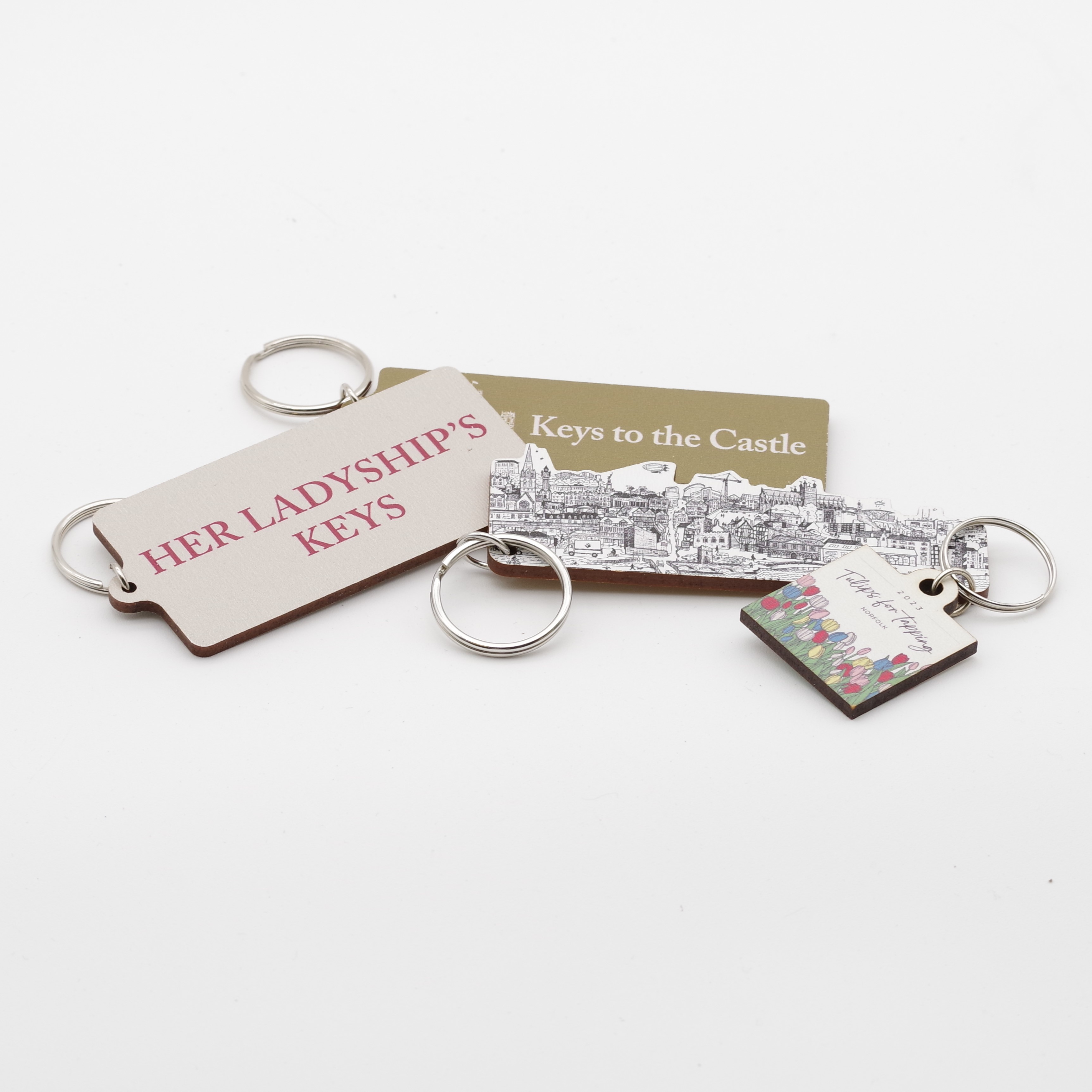 Wooden keyring (bespoke shape) with charm