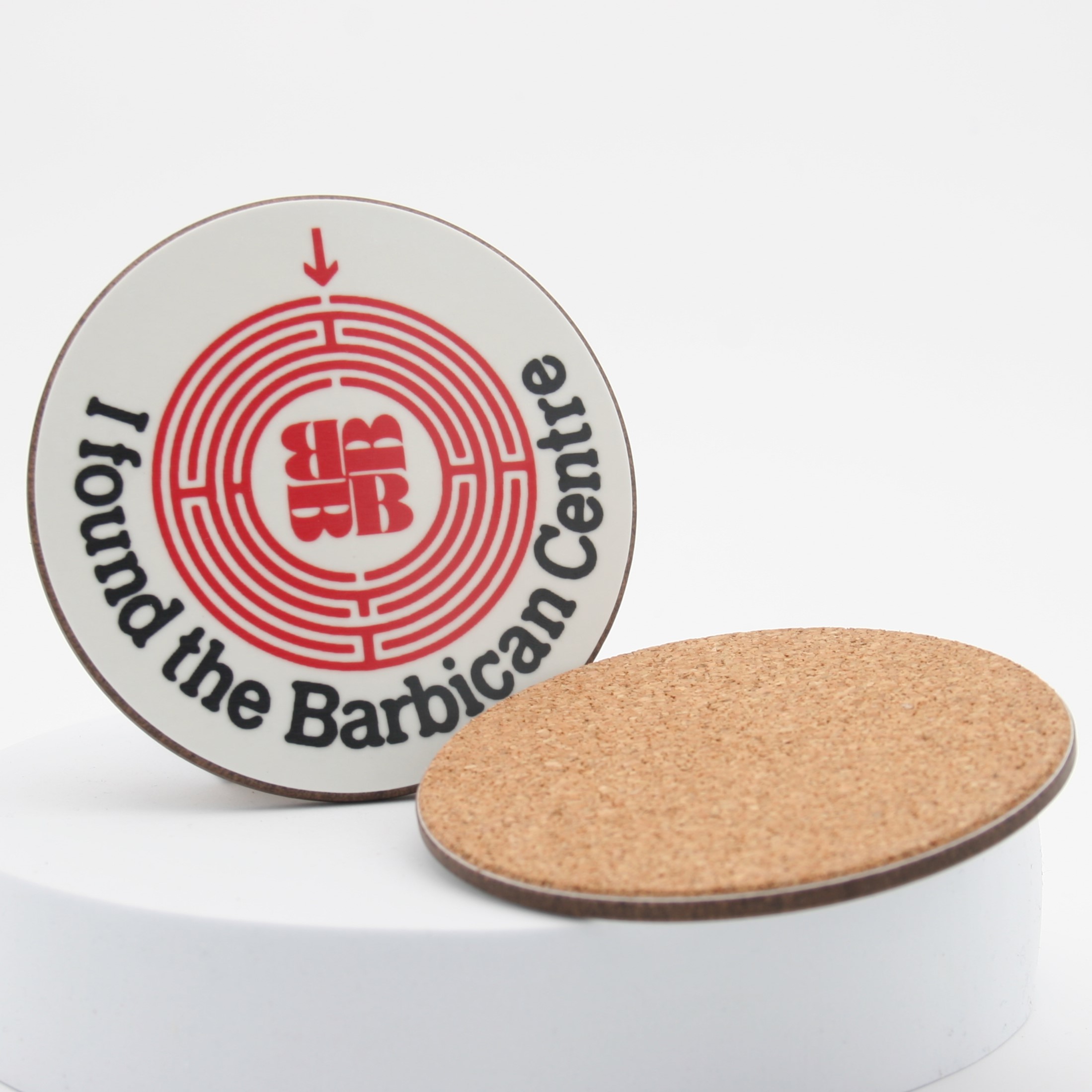 Circular coaster, melamine, cork backed 