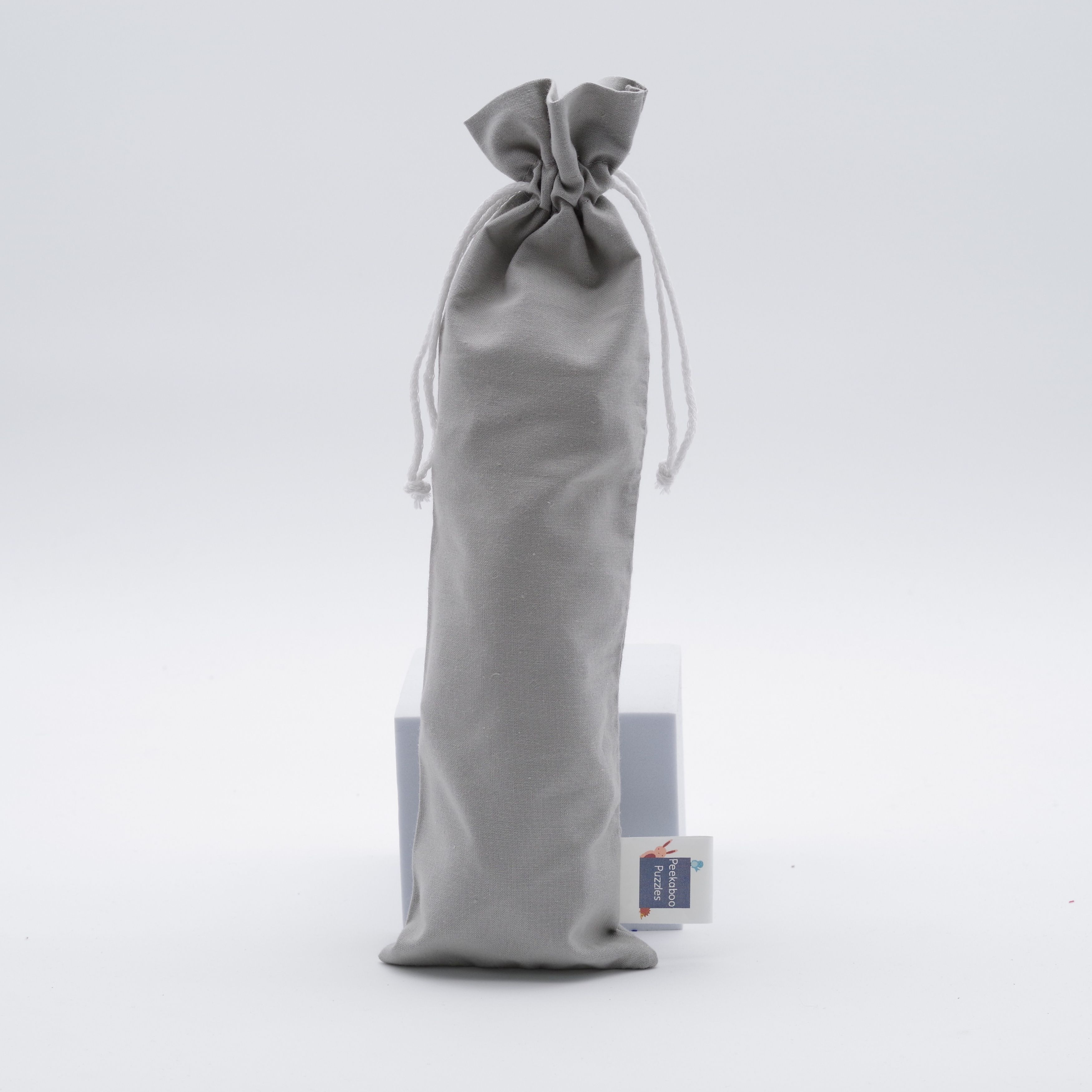 Long Cotton Drawstring Bag, 34x10cm